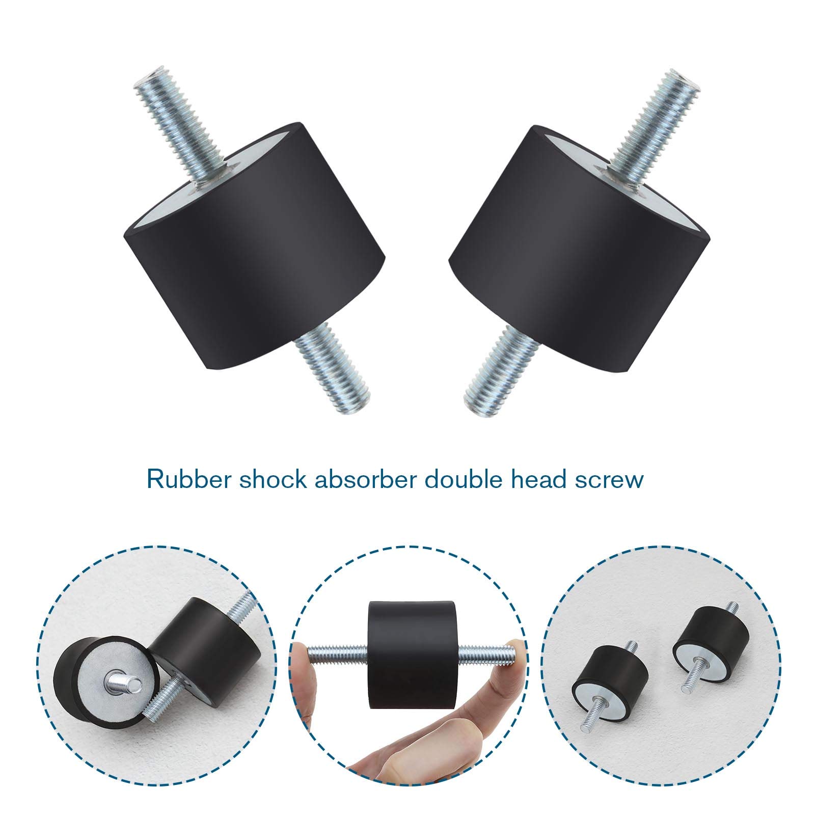 4 Stück M8 40x30mm Doppelend-Gummi-Absorber Halterungen Anti-Vibrations-Isolator für Luftkompressoren Motoren Wasserpumpen