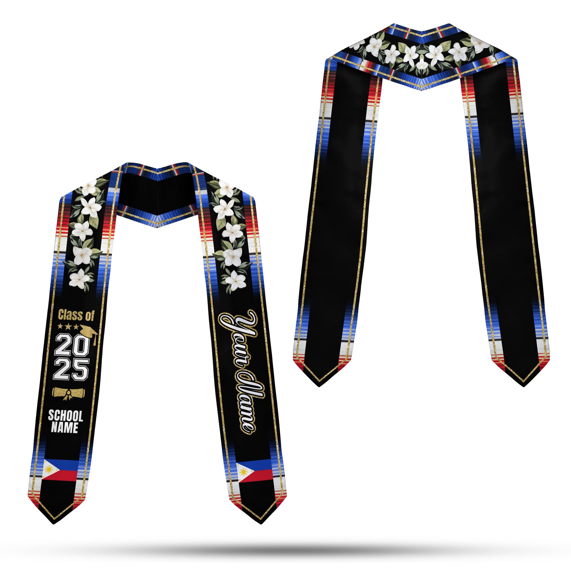 MonkeyVan Philippine Graduation Stole Philippines Graduation Flag Stole Sash Philippine American Flag Graduation Sash Plp2