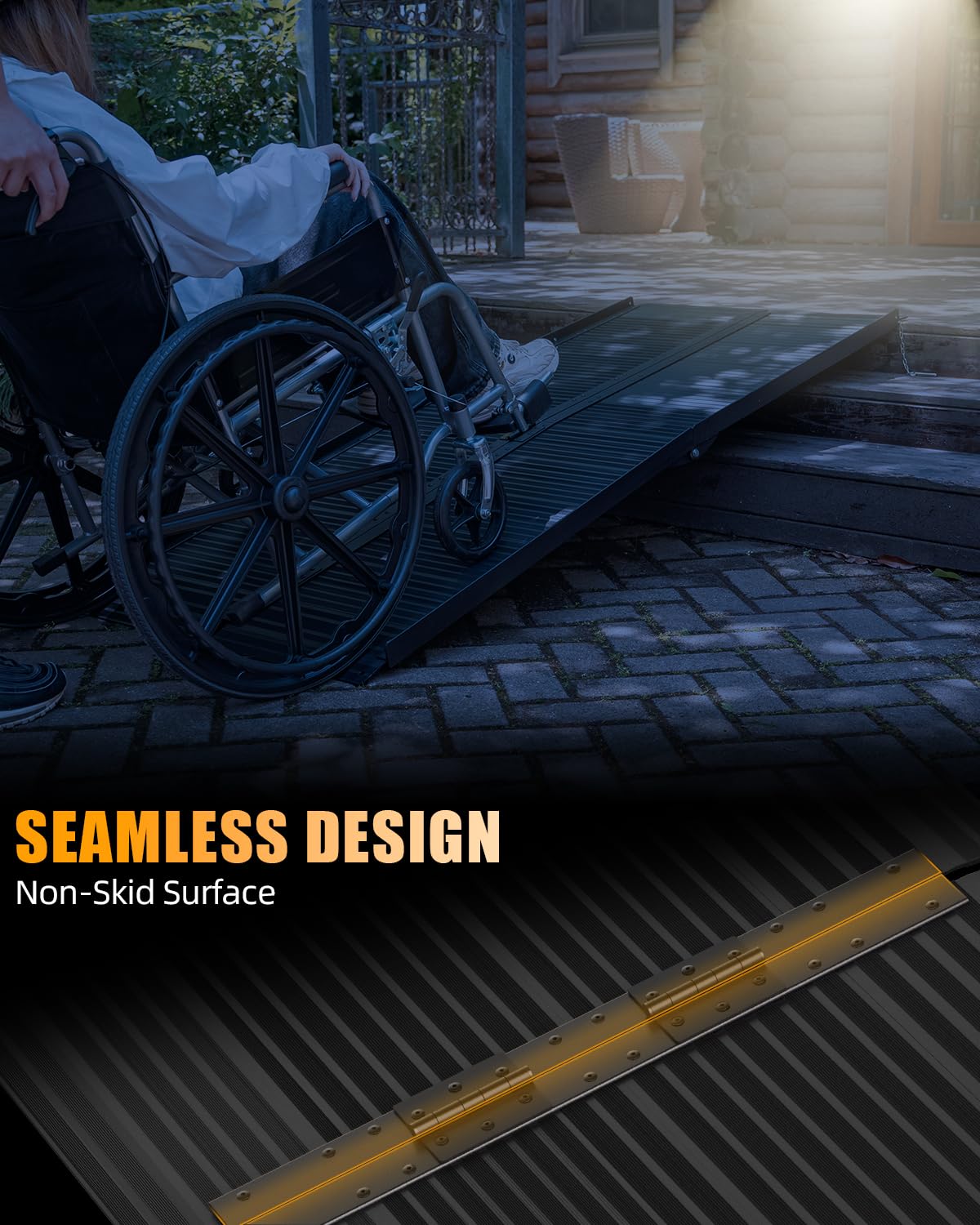 VNN Portable Wheelchair Ramp - 5FT Black -6
