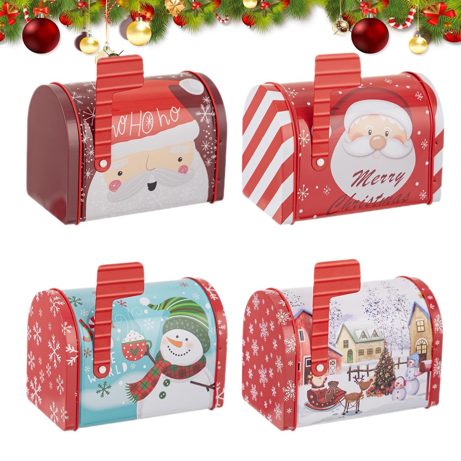 Buzón de hojalata de Navidad para almacenar dulces en las fiestas