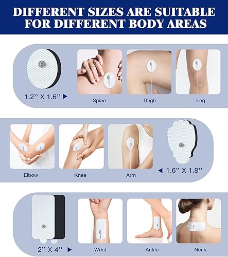 Miniatura 5 de Paquete de 20 almohadillas de electrodos TENS, reutilizables, autoadhesivas, sin látex, no irritantes, para masajeador TENS con conector estándar de