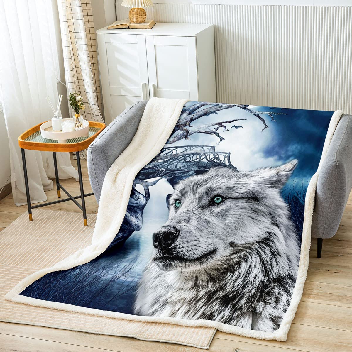 Coperta in pile per letto e divano per bambini, motivo: animali selvatici, ultra morbida, per Halloween, 70 x 100 cm