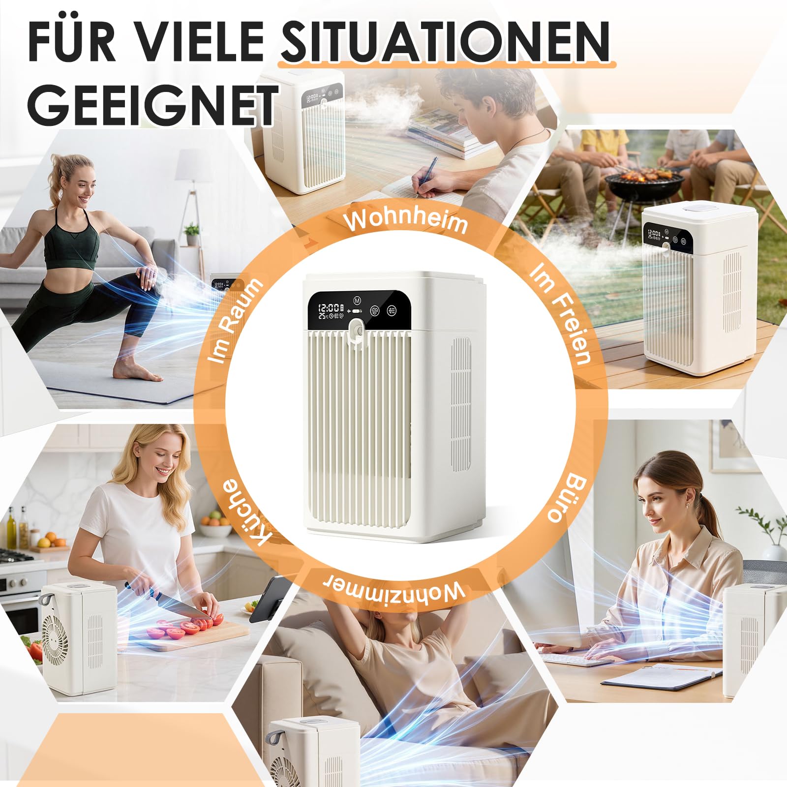 Aire acondicionado portátil, 500 ml, aire acondicionado portátil con 2 velocidades y 2 modos de niebla, deshumidificador eléctrico portátil ultra silencioso, temporizador de 10 H, para dormitorio