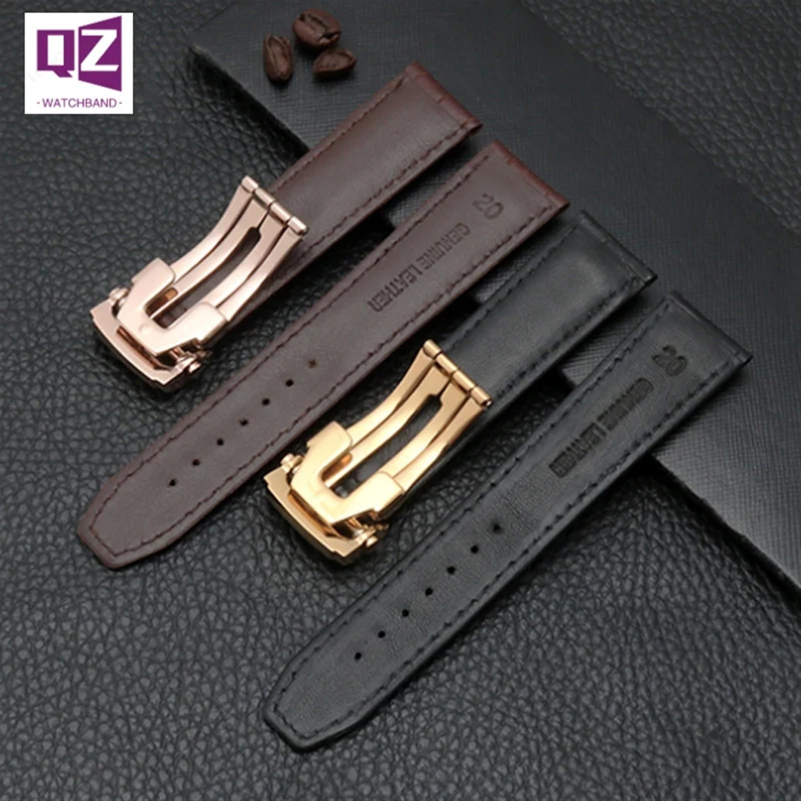 Cinturino in vera pelle per cinturino per orologio 20mm 22mm fibbia pieghevole braccialetto in pelle di mucca per il tempo libero