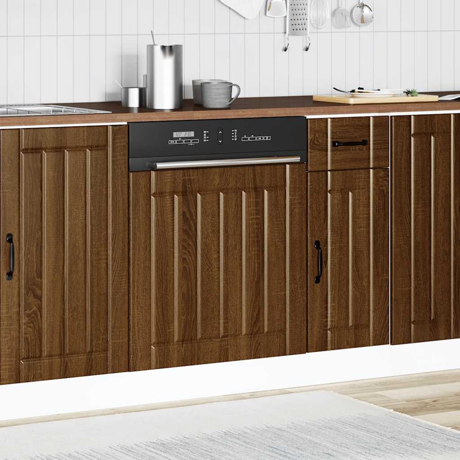 Gecheer Geschirrspülerblende Braun Eichen-Optik Holzwerkstoff, Wandschrank Oberschrank Küchenschränke Küchenmöbel für Wohnküche Essbereich, Lucca-Serie 853904