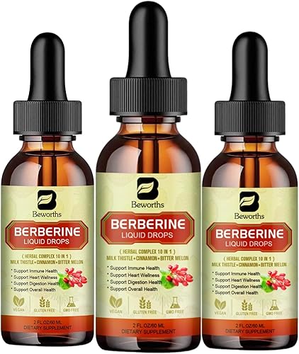 Miniatura 9 de Suplemento de berberina prémium  Gotas líquidas de berberina con cúrcuma, melón amargo, cardo mariano, canela de Ceilán, suplemento vegetal de