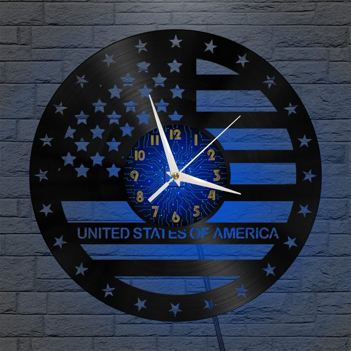 Horloge murale vinyle 12 pouces art noir LED pour design intérieur rétro