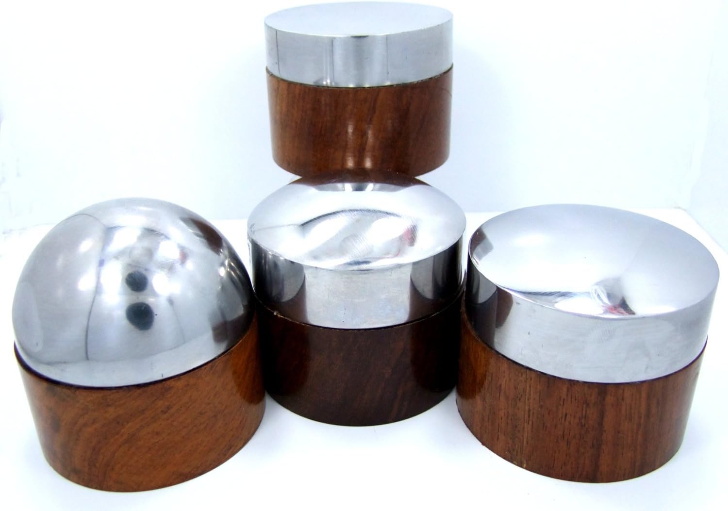 Set of 4 Domed Steel and Wood Bench Anvils for Forming and Shaping