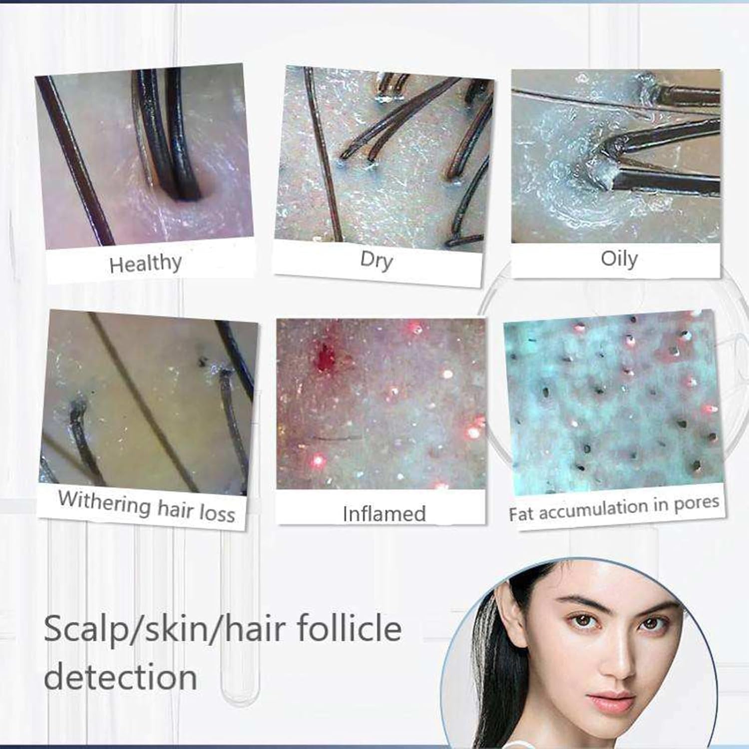 Analizador de piel recargable, escáner de pelo con pantalla LCD, detector digital de humedad y microscopio del cuero cabelludo para belleza y uso doméstico