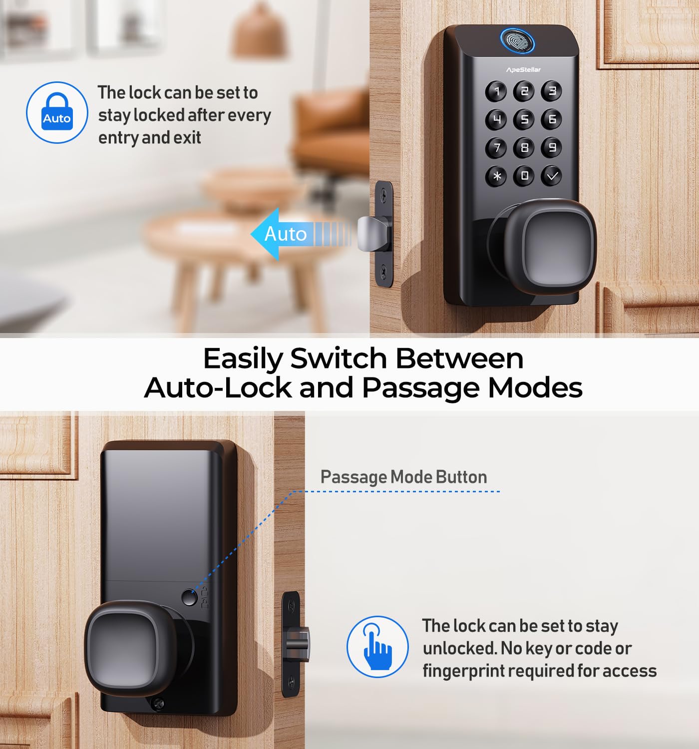 Fingerprint Keyless Door Lock - Keypad & Secure Entry -6