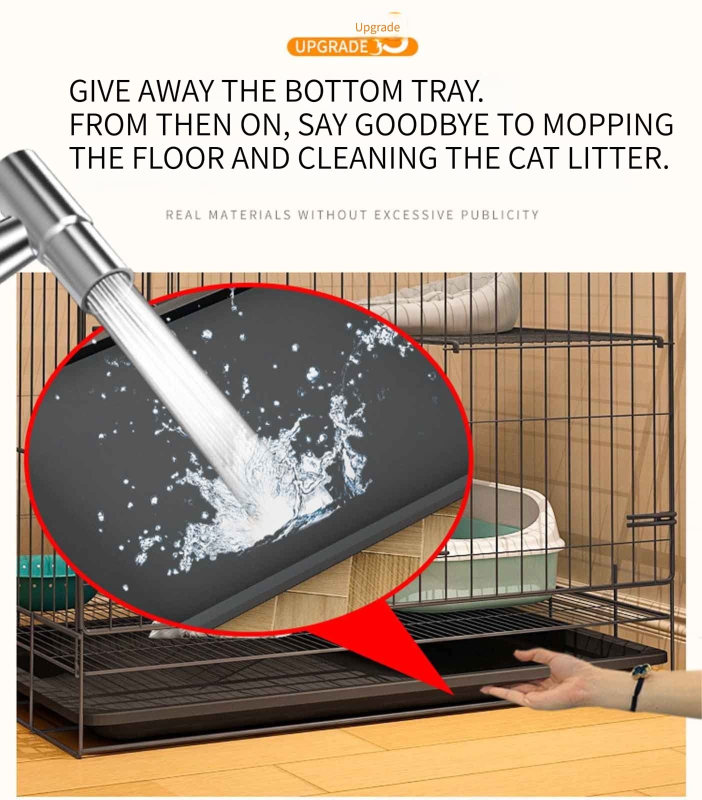 Recinto per Animali Domestici con Base Impermeabile, recinto per Conigli, Gabbie per Gatti da Interno Grandi con lettiera, Materiale Metallico criptato, Comodo e Facile d,68 * 49 * 59CM