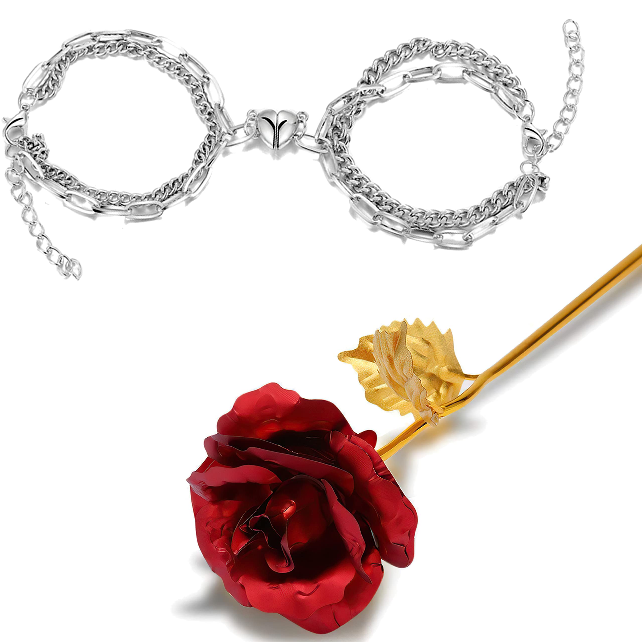 Valentine Gift For Girlfriend Boyfriend Couple Bracelet Silver Bracelet For Men Boys 24k Gold Rose Love Gifts-image-31