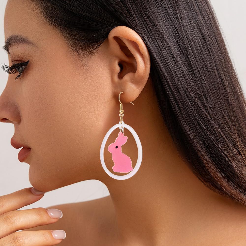 Easter Earrings for Women Easter Egg Rabbit Dangle Earrings Colorful Easter Bunny Earrings Spring Earrings Easter Party Holiday Jewelry - Image 3