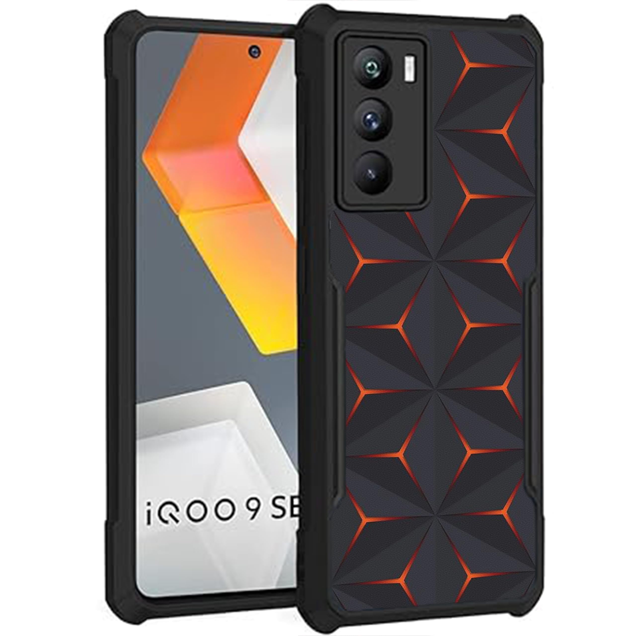 COBIERTAS Rubber Phone Back Cover|Compatible With Iqoo 9 Se 5G|Pattern : Grey And Orange Traingles (B0CZDQD3X6) Amazon Price History, Amazon Price Tracker
