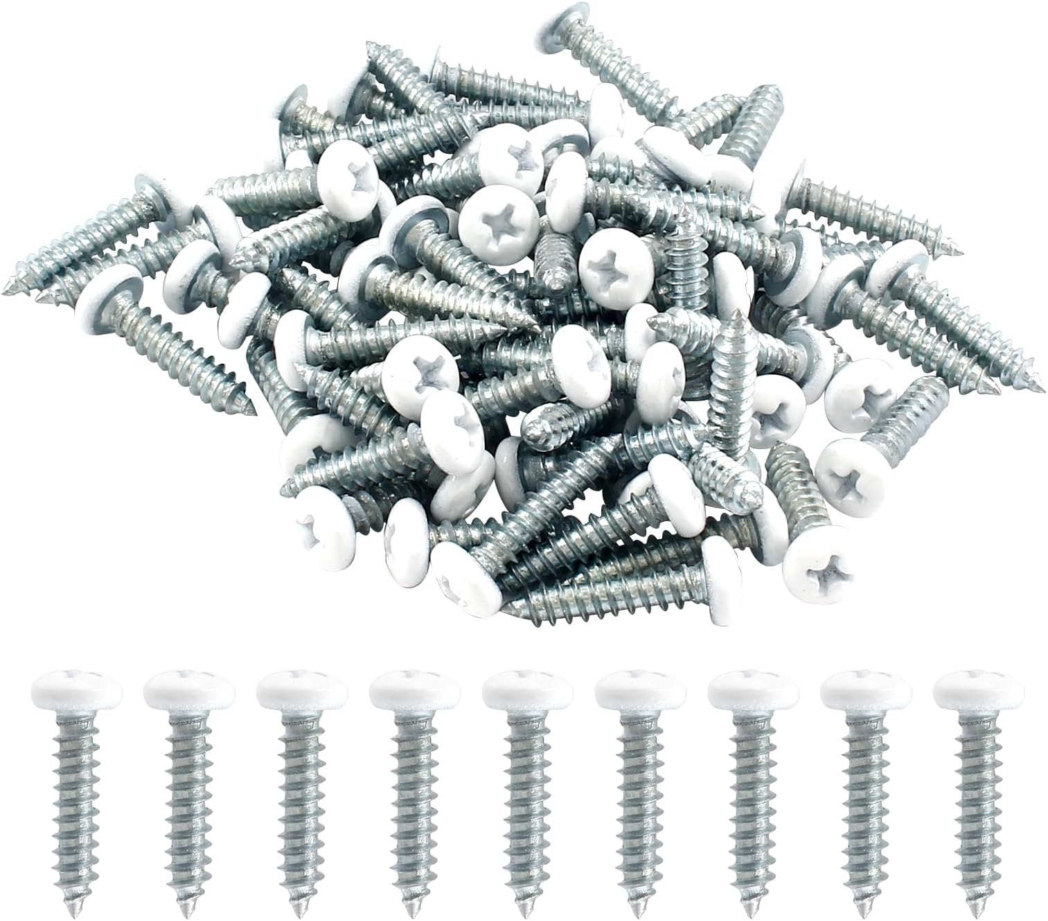LifCratms 120Pcs White Pan Head Screws #8 x 3/4", Stainless Steel White Wood Screws Self-Tapping Screws Phillips Sheet Metal Screws Self Tap Drill Screws