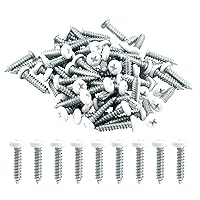 Vista 9 de 120 piezas de tornillos de cabeza plana blancos #8 x 1, tornillos autorroscantes Phillips para chapa de metal para madera