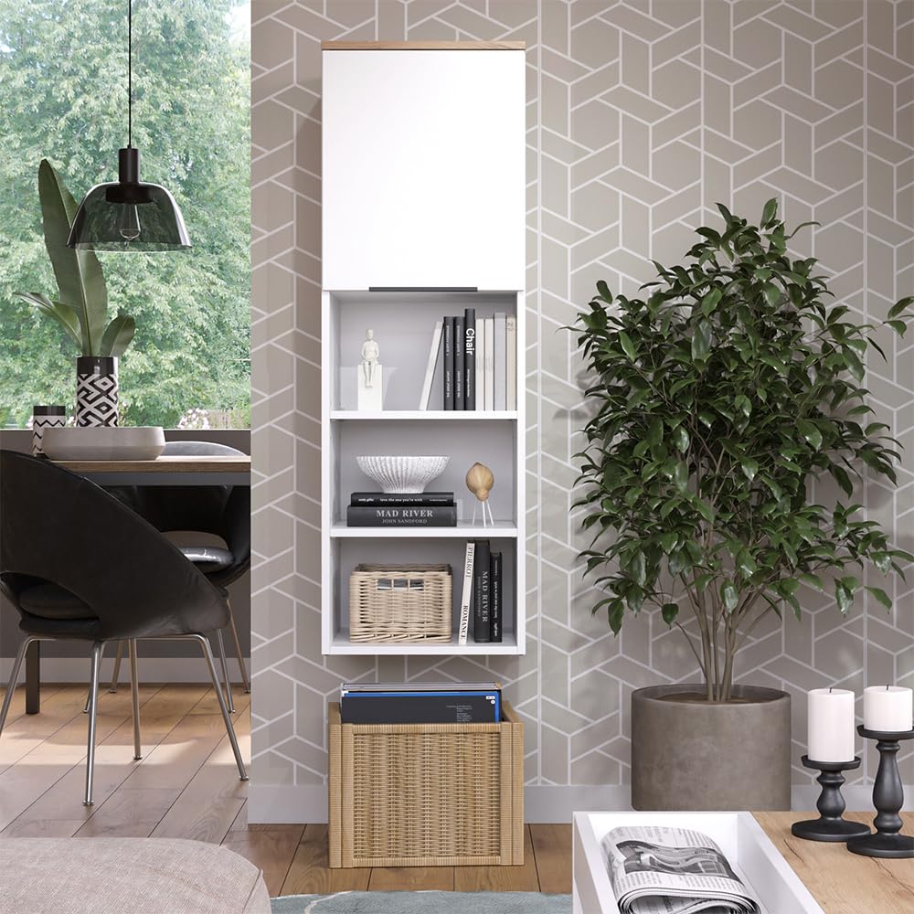 Vicco Universalschrank Wido, Weiß/Sonoma, 40.2 x 120 cm mit Einer Tür, geeignet zur Aufbewahrung von Haushaltsgegenständen
