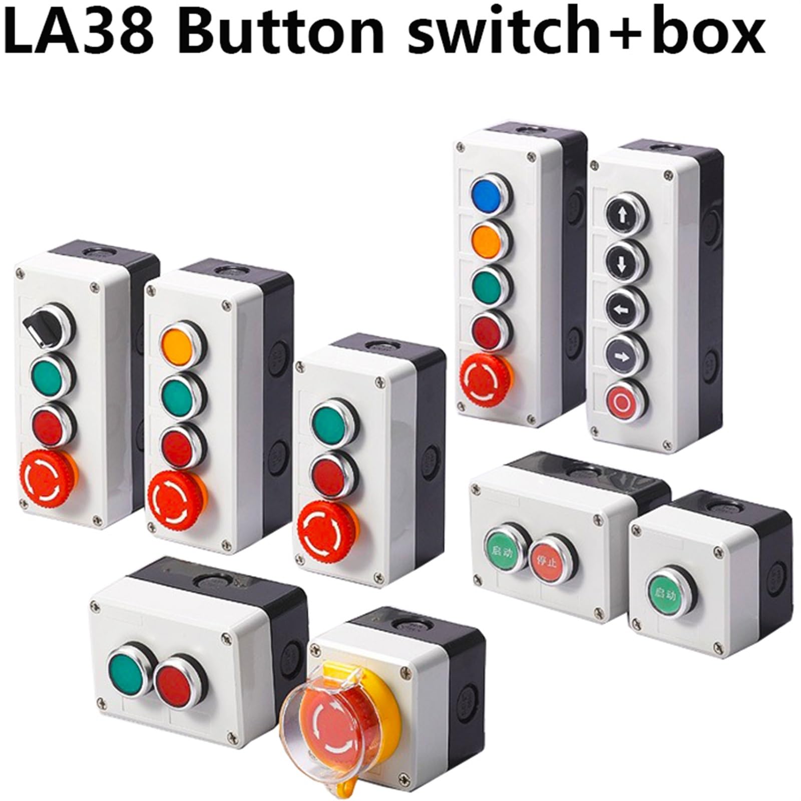 Knopfschalter-Steuerbox aus Kunststoff, selbststartender Knopf, wasserdichte Box, elektrischer industrieller Not-Aus-Schalter (Farbe: 4-Loch-03)