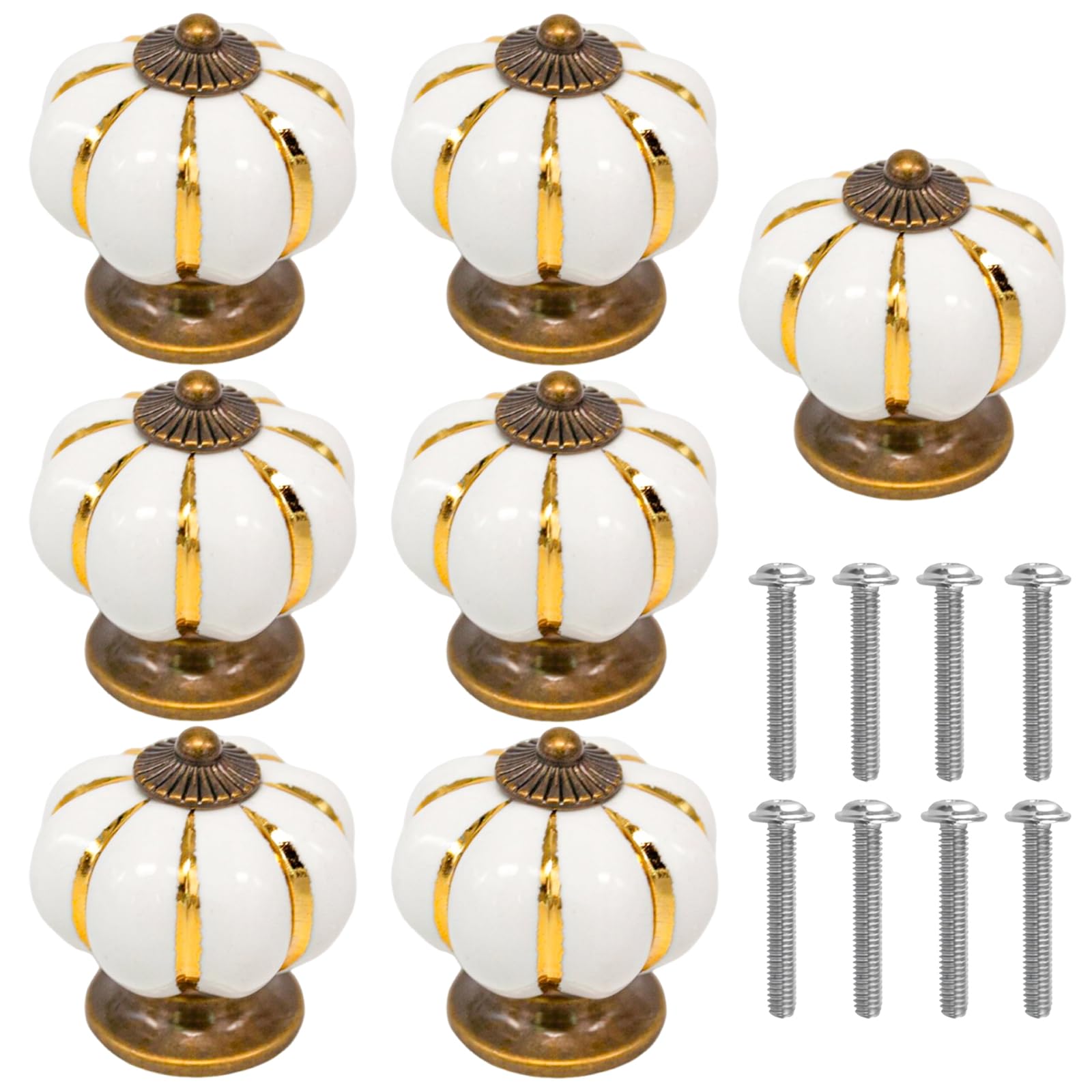 Muiltvoe 8 PCS Pumpkin Knobs Vintage Round Handle Acrylic Drawer Knobs Cabinet Knob with Screws for Decorating Furniture for Cabinets Drawers Wardrobes Shoe Cabinets Furniture