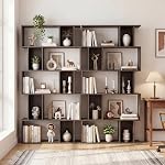 5-Tier Geometric Bookcase, S-Shaped Bookshelf with 10 Open Storage Cubes, Modern Room Divider Shelves, 62” Tall Decorative Display Shelf for Living Room Home Office (1, White)