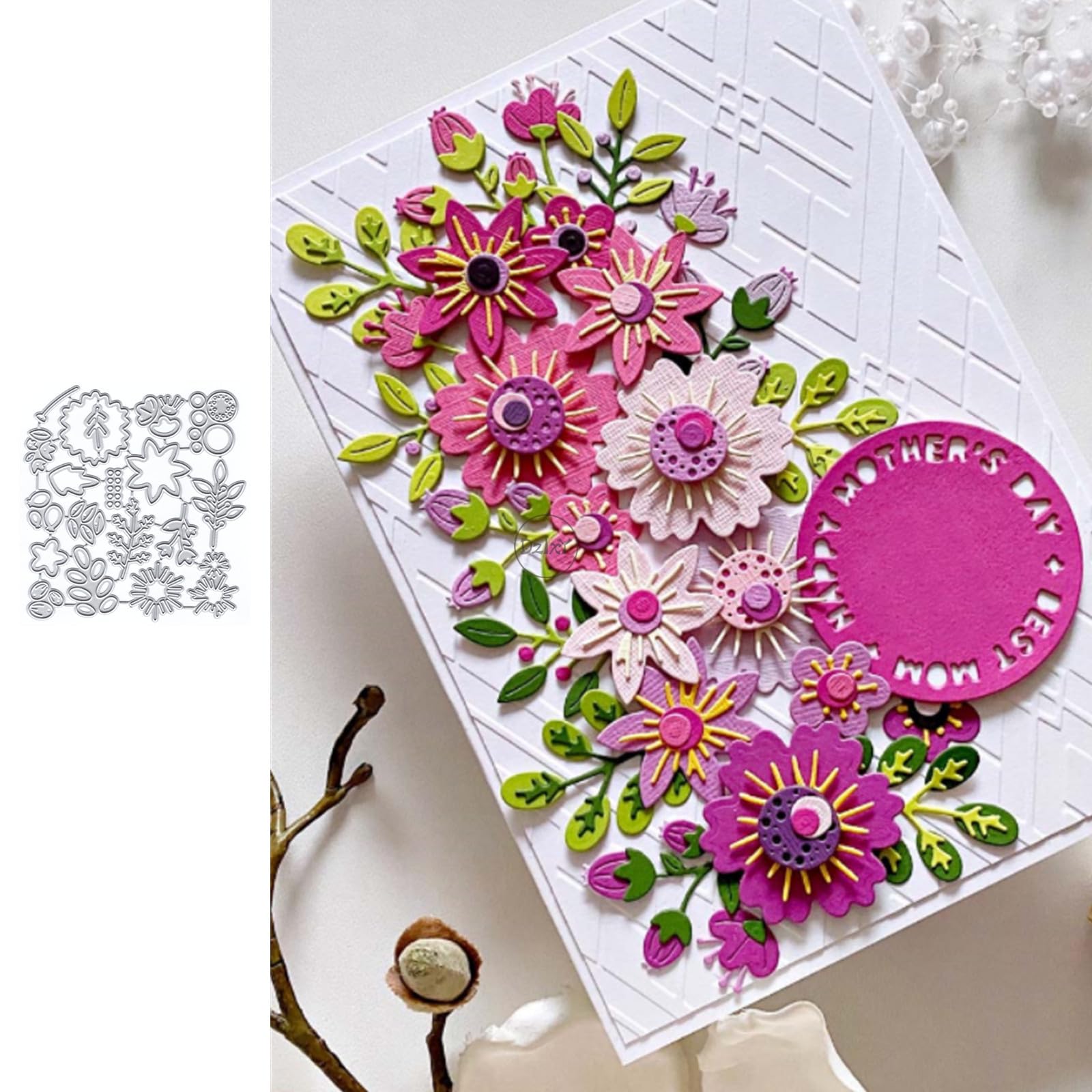 DzIxY Mother's Day Card Metal Cutting Dies for Card Making Kit Embossing Paper Die Cuts Scrapbook Machine Stencils Storage Pockets Supplies — image 1