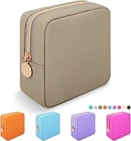 Vista 47 de Iqimott Bolsa Grande de Maquillaje de Nylon, Estuche de Viaje Preppy, Bolsa Grande de Cosméticos de Nylon, Organizador de Maquillaje, Bolsa de Rosa
