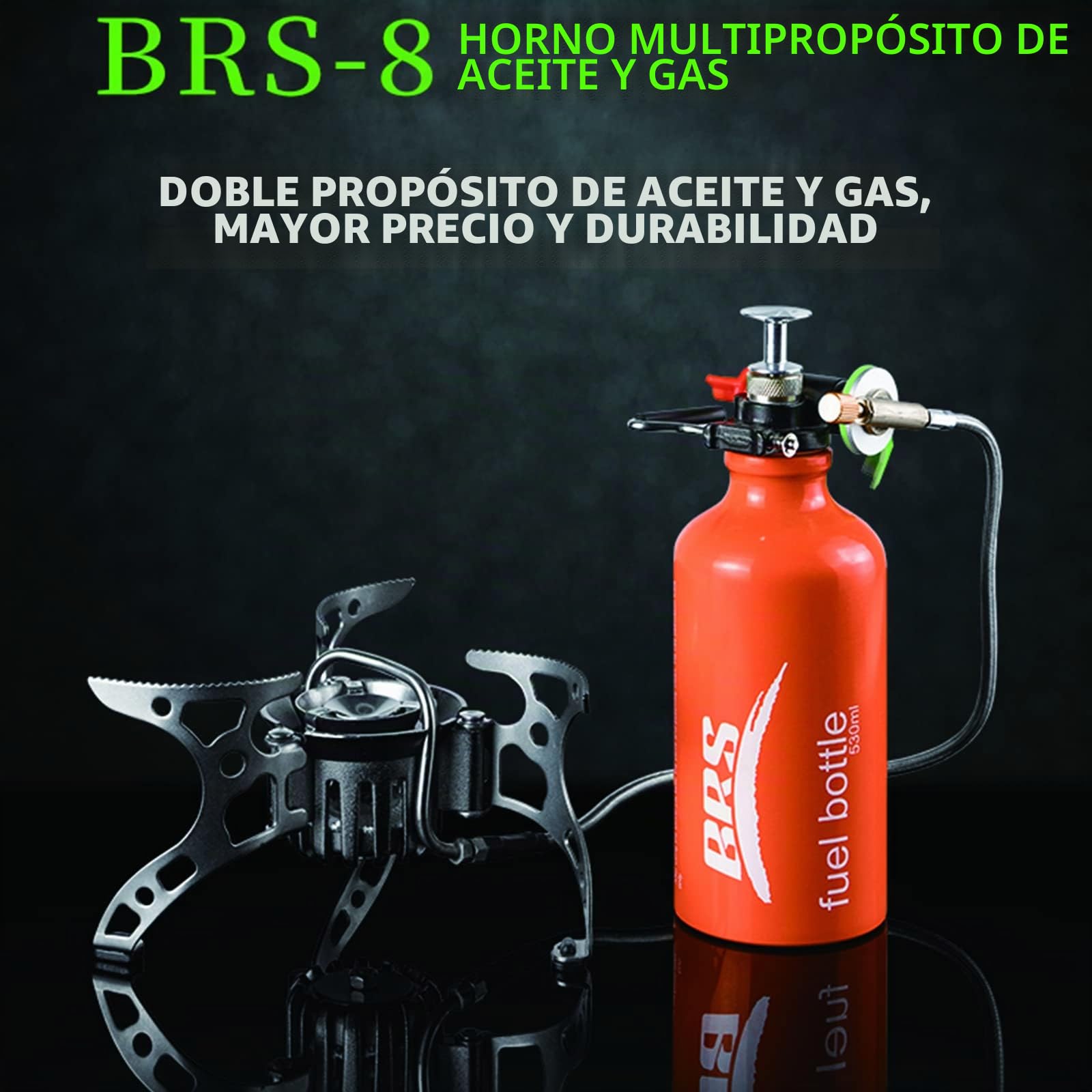 BRS-8 - Cocina de exterior multicombustible - Estufa de queroseno portátil con quemadores de gas plegables para acampar y cocinar picnic