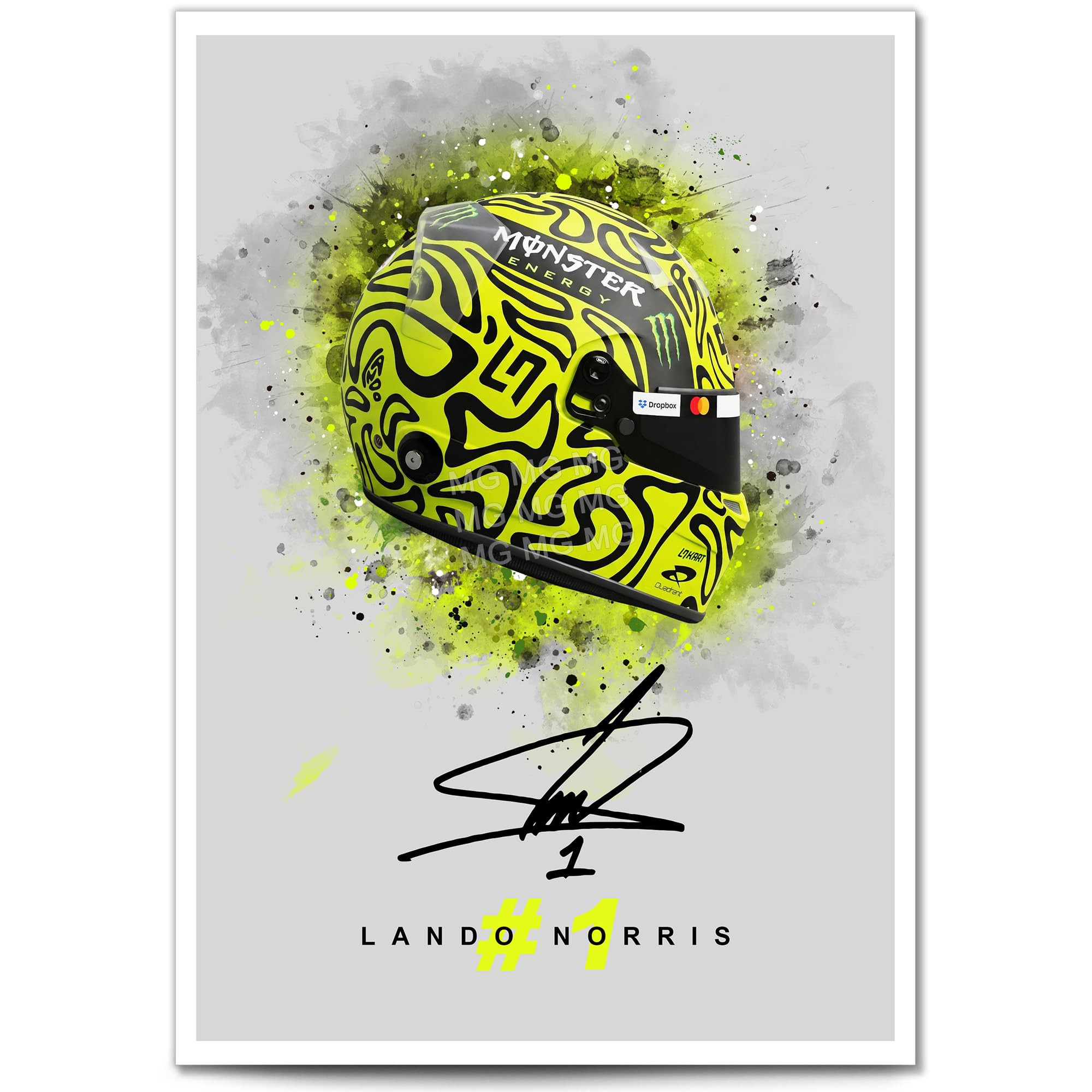 Lando Norris Signed Photo F1 Legend Helmet Poster Print Autograph Framed Display Memorabilia Gift (A3 poster only)