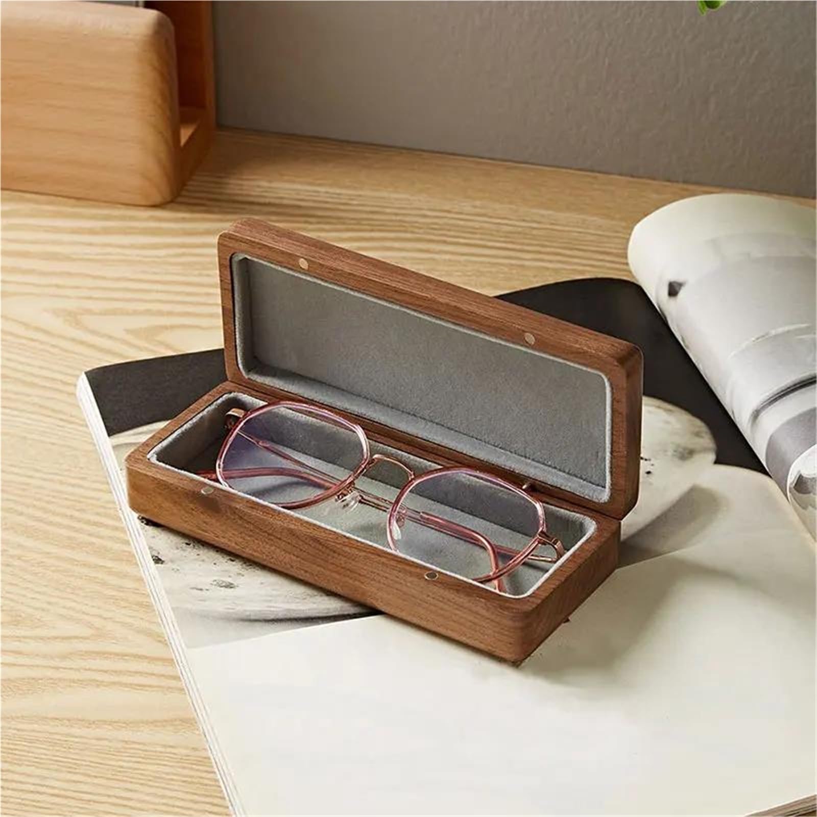 Joyero Viaje Almacenamiento Portátil Para Gafas Negocios Para Miopía Para Hombres Y Mujeres, Estuche Madera Maciza Para, Creativa Retro (16 * 6 * 4cm) Joyeros