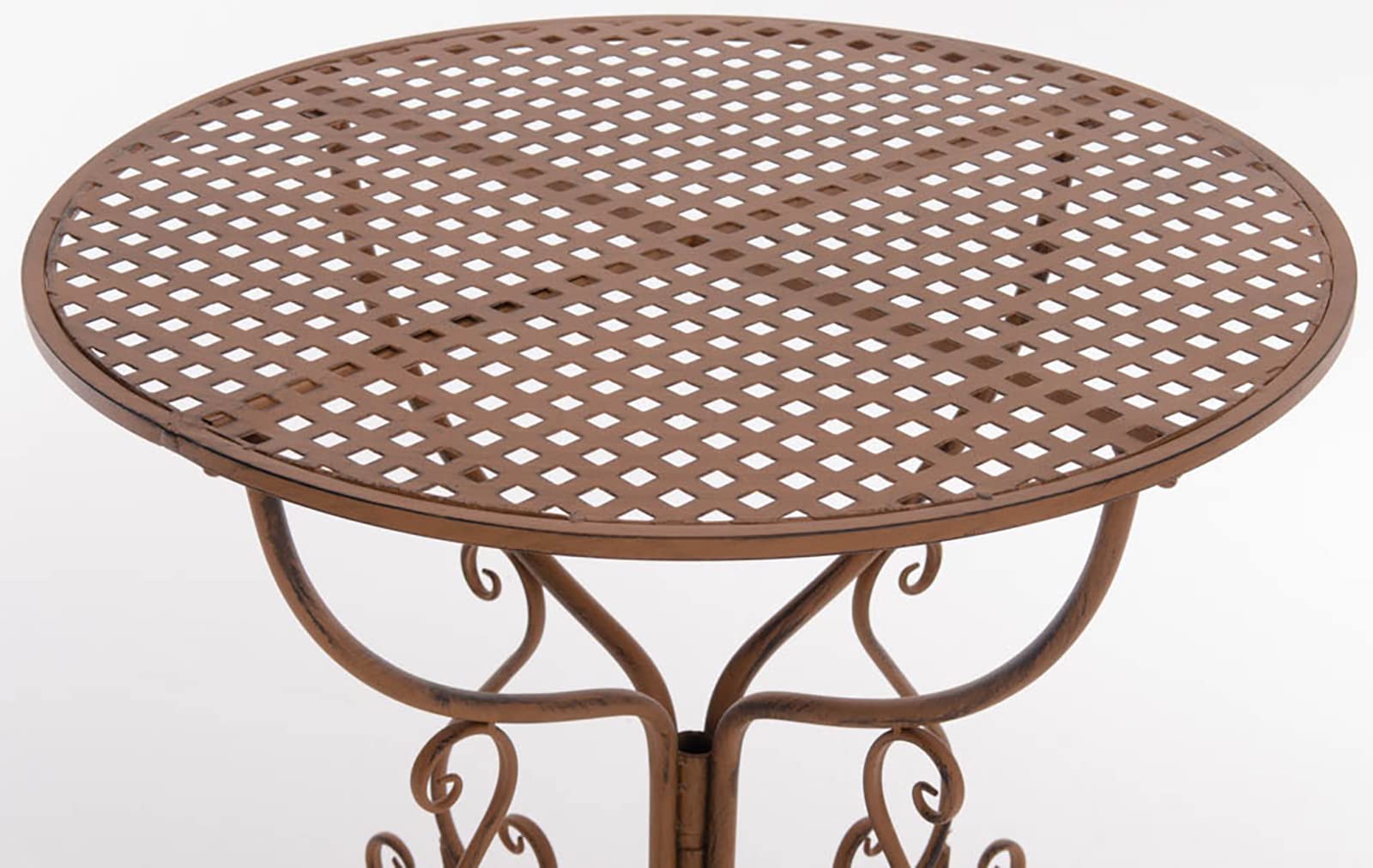 Table de Jardin Ronde AMANDA en Fer Forgé -Table de Bistrot de Style Nostalgique Hauteur 74 cm - Table de Terrasse Diamètre de 70 cm - Solide et Résistante Idéale pour Votre Jardin - Couleur:, Couleur:marron antique