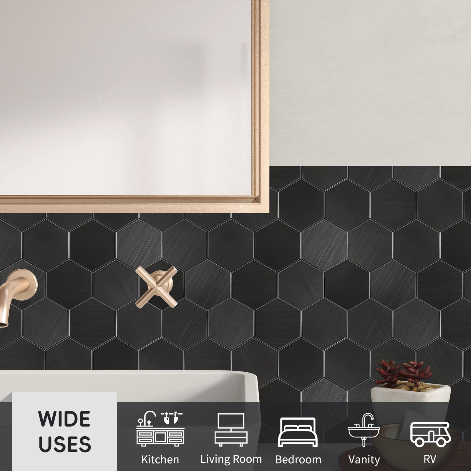 Snapklik.com : HOMEART Peel And Stick Backsplash Hexagon Tile