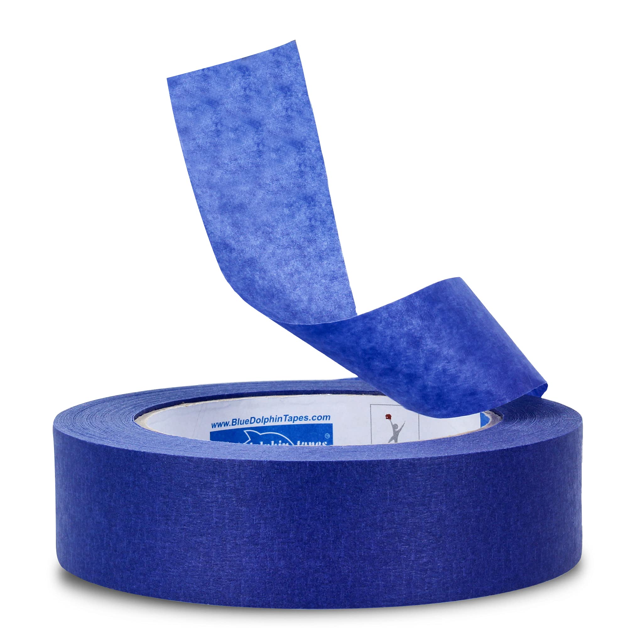 Blue Dolphin™ Professionele schildertape, 10 mm x 50 m, blauw, afplakband, schilder, plakband, gemakkelijk te verwijderen, voor binnen en buiten, uv- bestendig, zonder residu