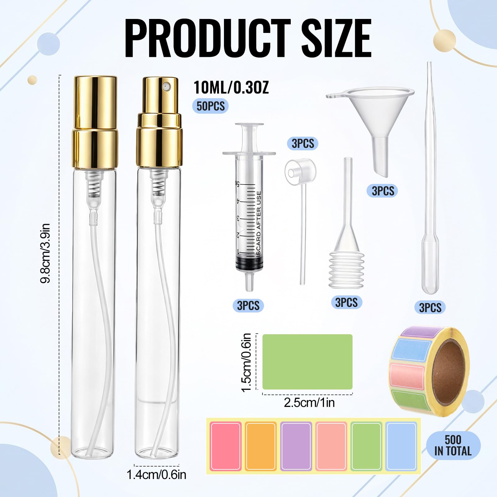 50 fogli vuoti per etichette per bottiglie di profumo da 10 ml, strumenti