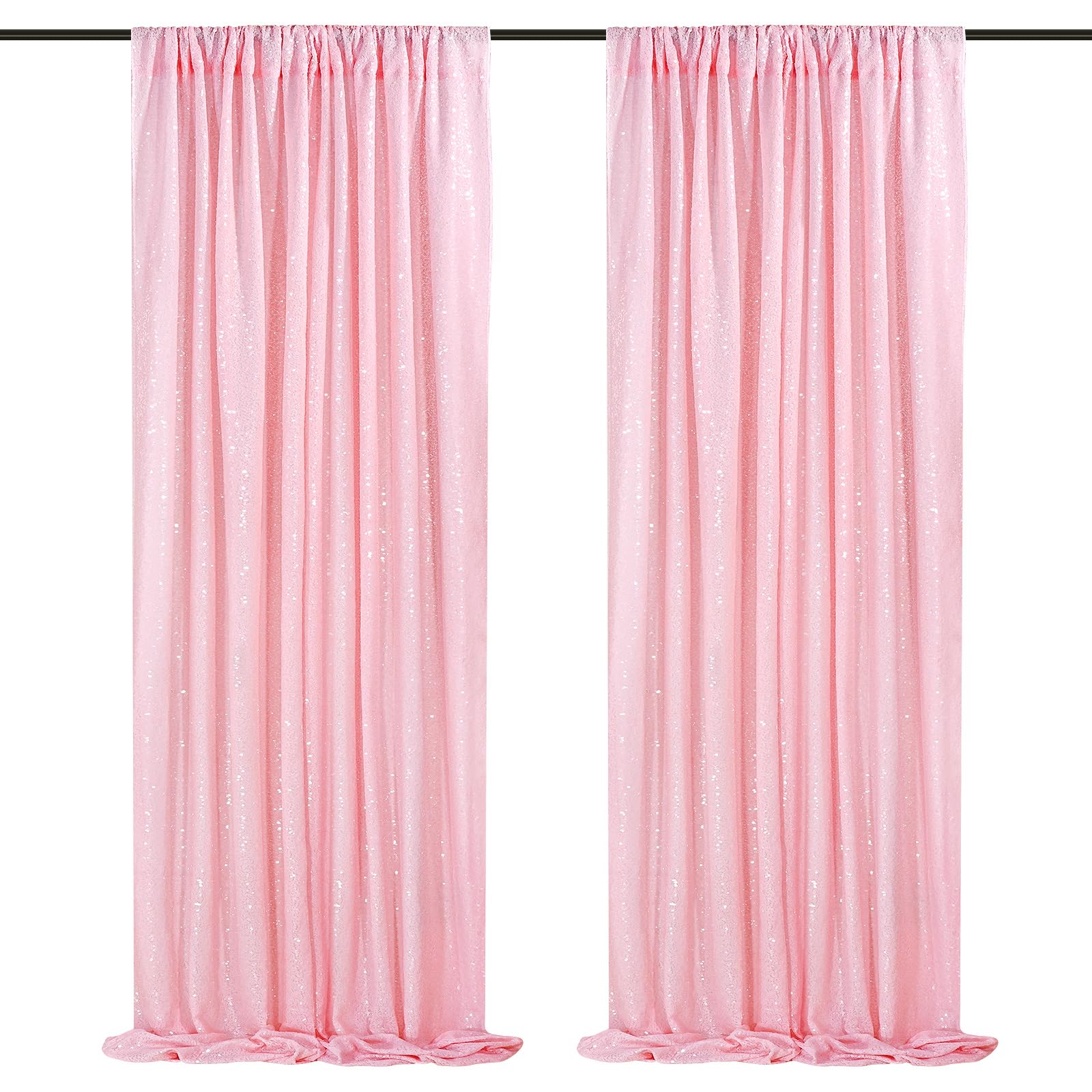 Pink Sequin Backdrop 2 Panels 2FTx8FT Birthday Party Backdrop Curtains Glitter Baby Shower Backdrop Pink Backdrop