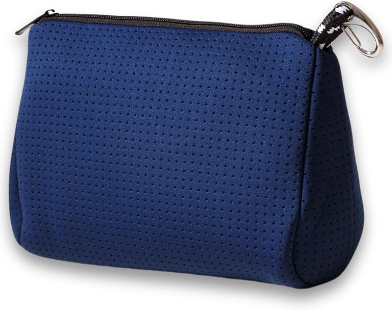 Necessaire POPUPS grande com zíper, azul profundo, em neoprene impermeável, 19,56 x 27,31 x 12,7 cm