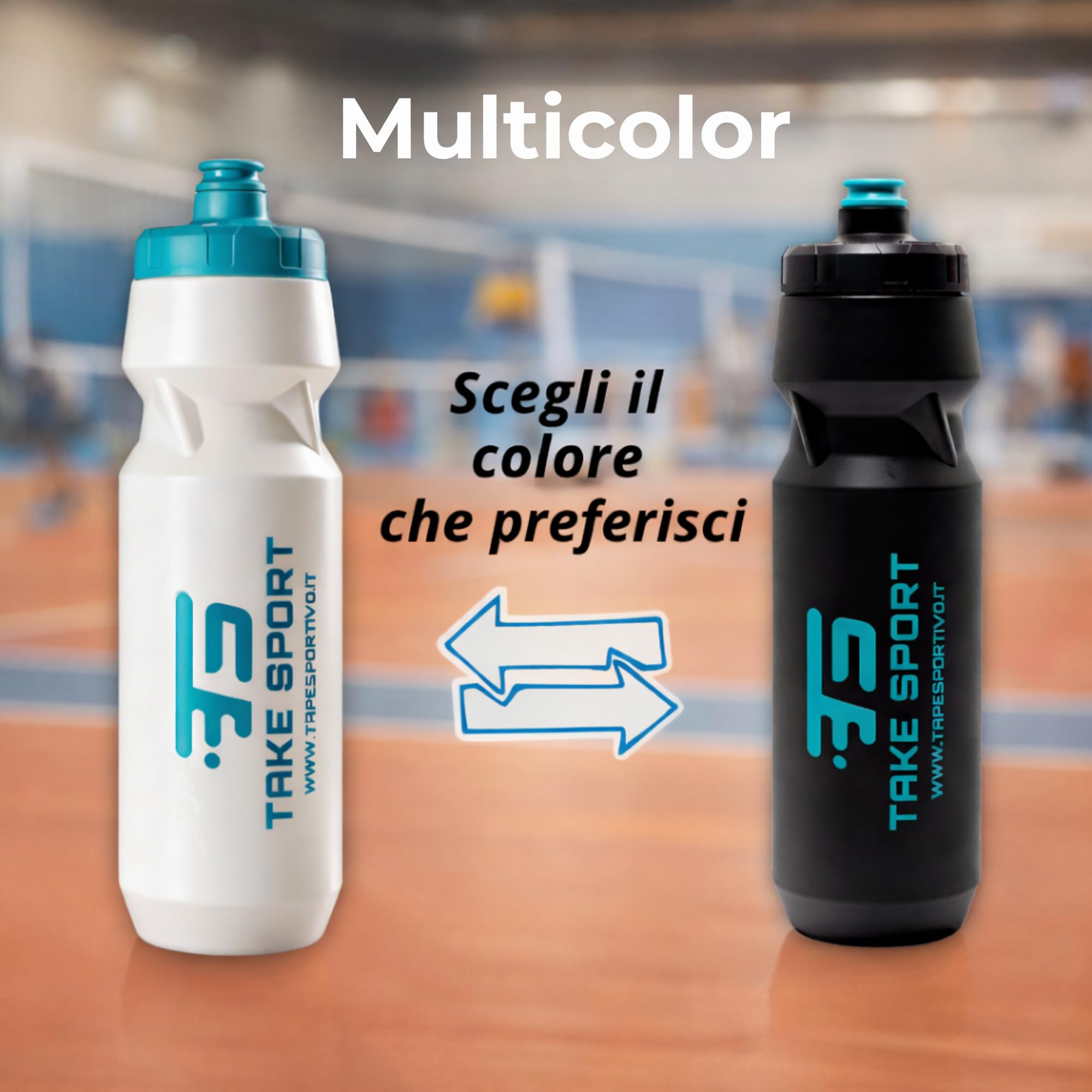 TS TAKE SPORT -Sportflasche 1 Liter aus lebensmittelechtem PP 8 Stück – Wasserflasche Fitnessstudio mit luftdichtem auslaufsicherem Deckel – Trinkflasche für Laufen, Radfahren und Team Sport