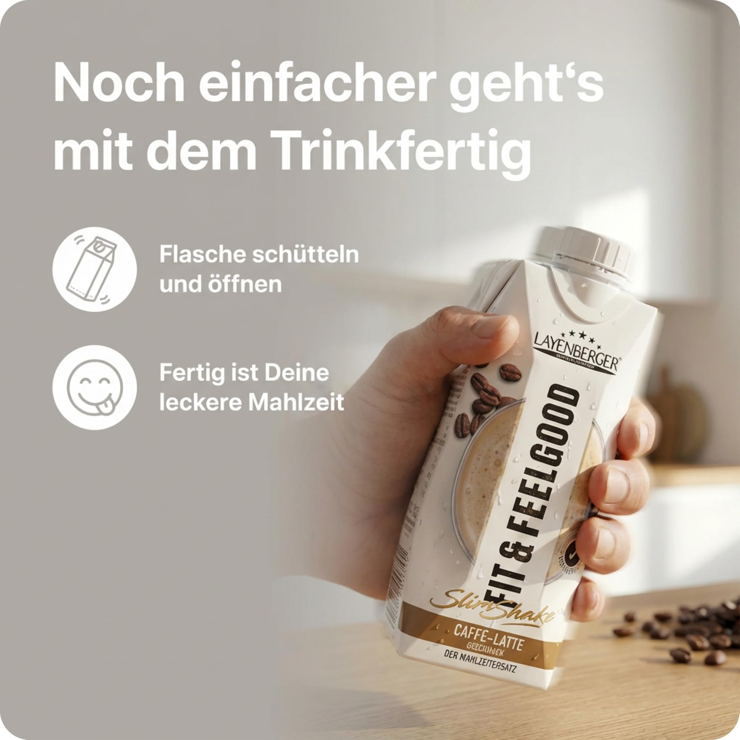 Layenberger Fit&Feelgood Slim Shake Fixfertig, trinkfertiger Mahlzeitersatz für 8 Portionen mit je 208 kcal (8x 330 ml) - Schokolade