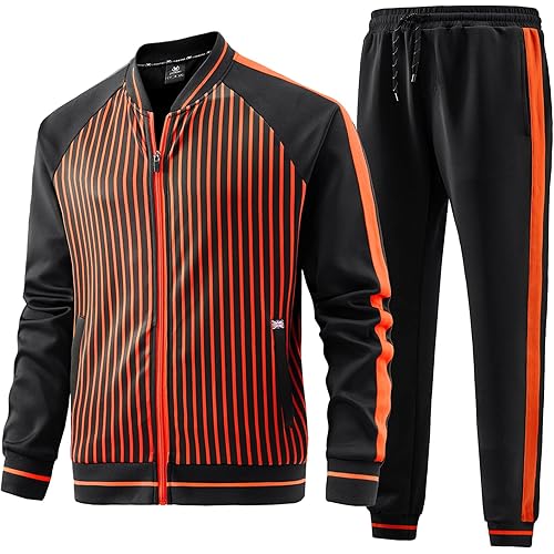 W JIANWANG Men's Casual Tracksuits Long Sleeve Jogging Suits Sweatsuit Sets Track Jackets and Pants 2 Piece Outfit
