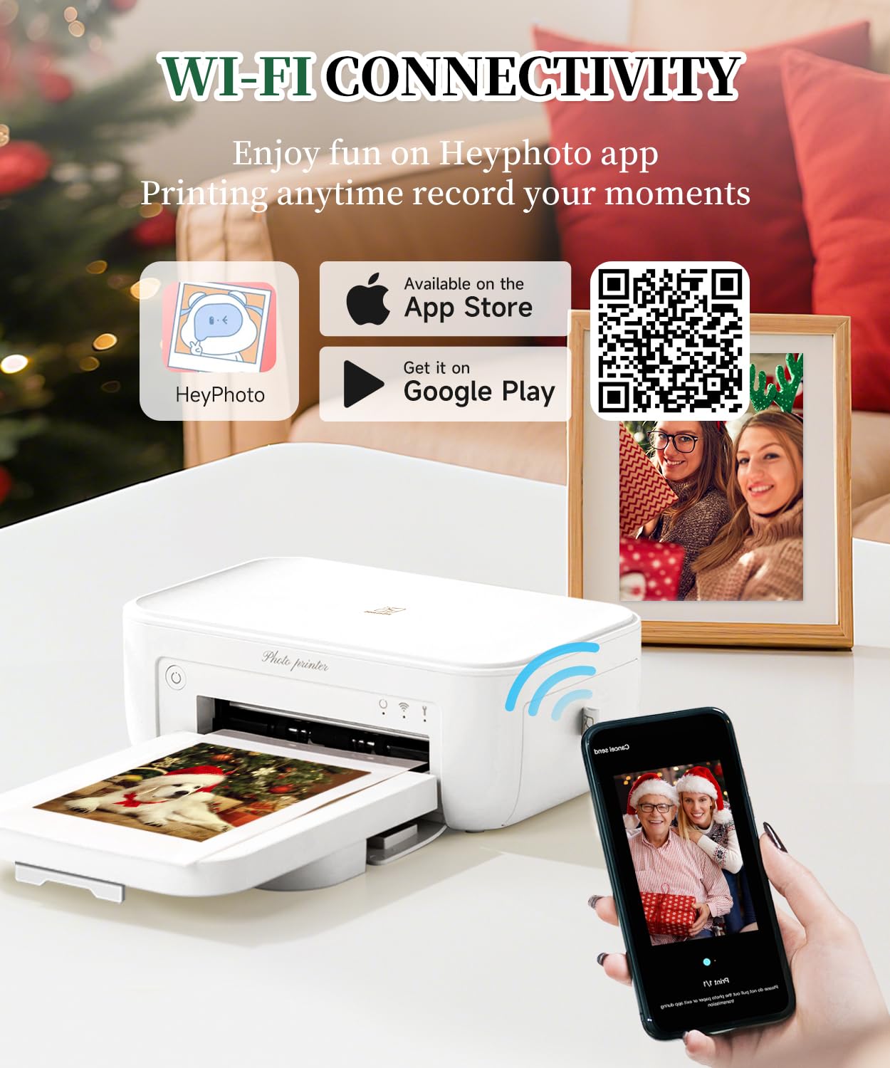 iDPRT Stampante fotografica 4x6, 108 fogli e 2 nastri, stampante istantanea per iPhone, Android, sublimazione termica, connessione WI-Fi, stampanti fotografiche a colori per uso domestico