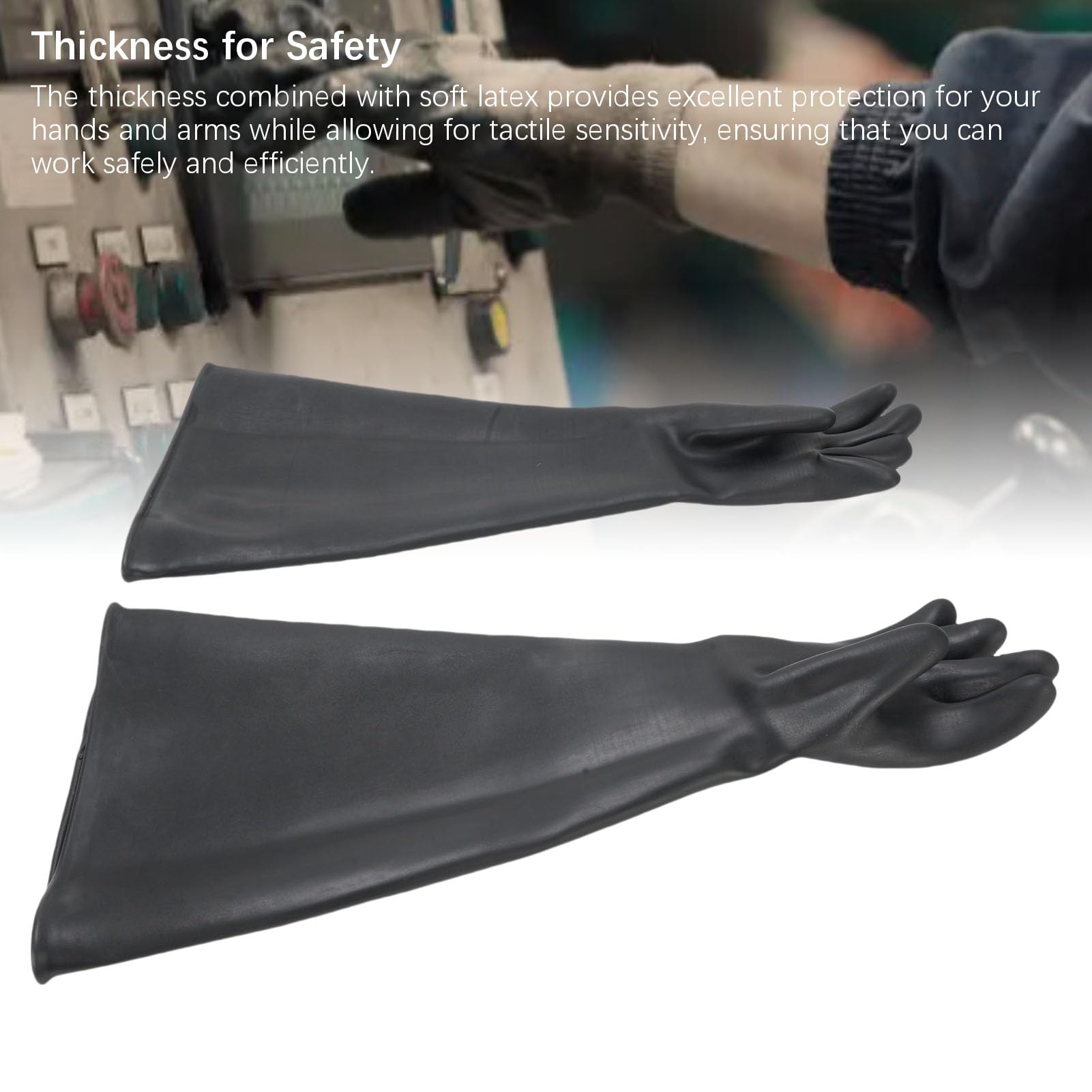 Gants de Sablage, Gants en Latex de 65 Cm pour Travaux de sécurité et de Protection au Sablage, pour Cabine de au Jet de Sable
