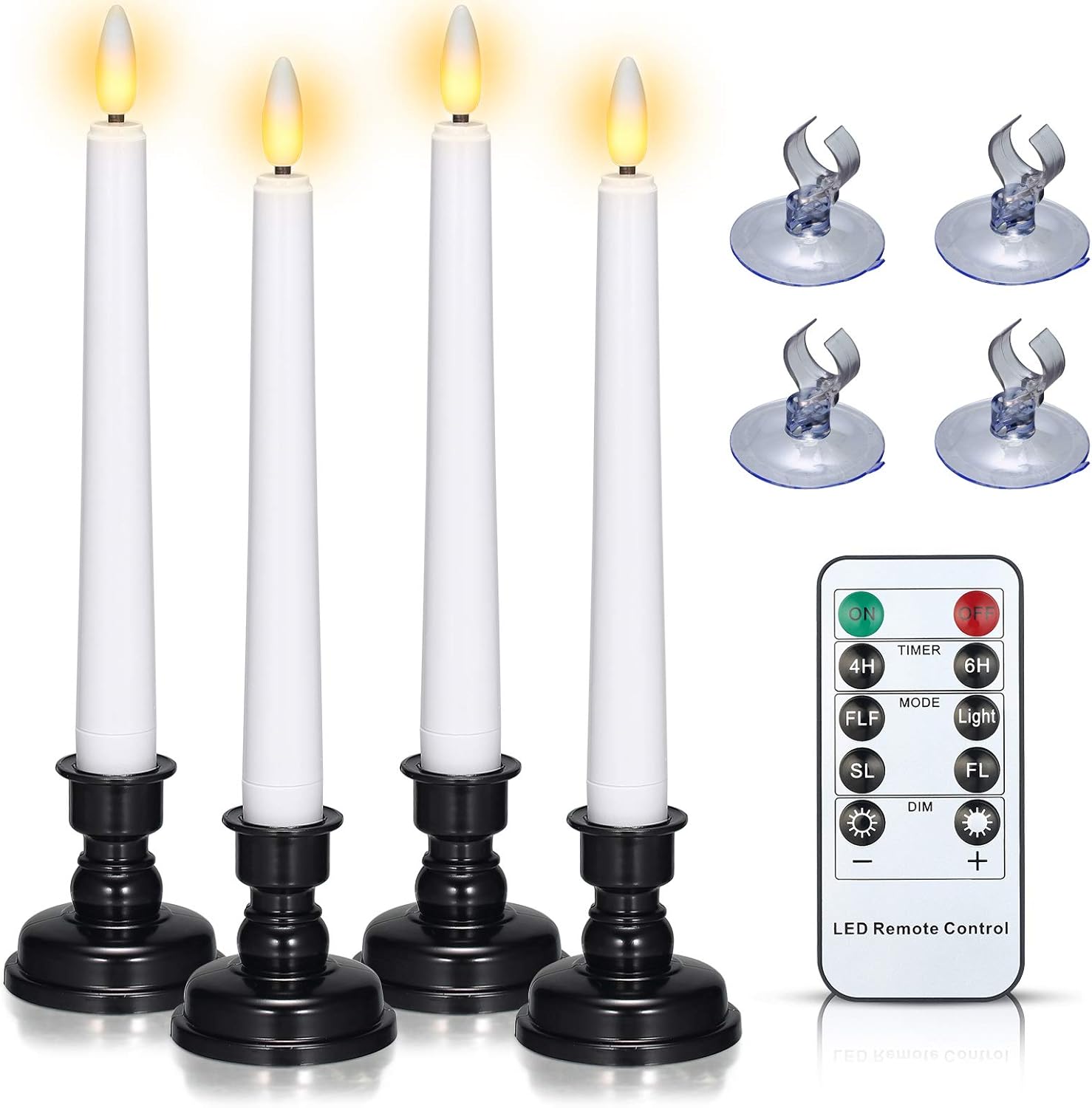 Christmas Window Candles Battery Operated, PChero 4pcs Flameless Taper