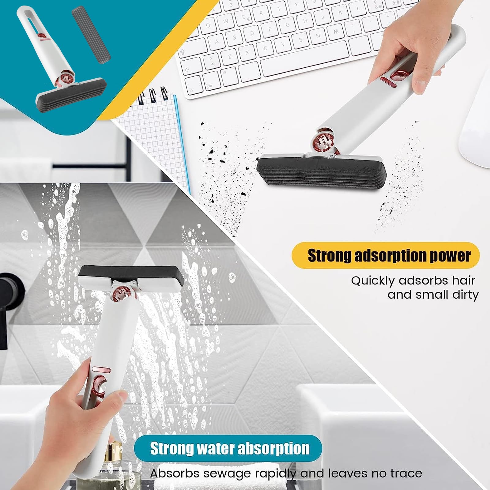 Grande Serpillère Plate Avec Fonction Essorage, Articulation Rotative à