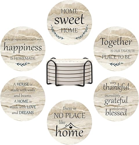 Miniatura 1 de Los mejores regalos de inauguración de la casa para el nuevo hogar, juego de 6 posavasos de cerámica para decoración de mesa de café de granja al