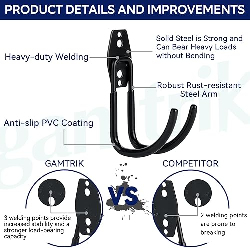 Miniatura 3 de Paquete de 2 ganchos de garaje utilitarios para colgar, ganchos de pared de garaje resistentes, ganchos de montaje en pared, ganchos de