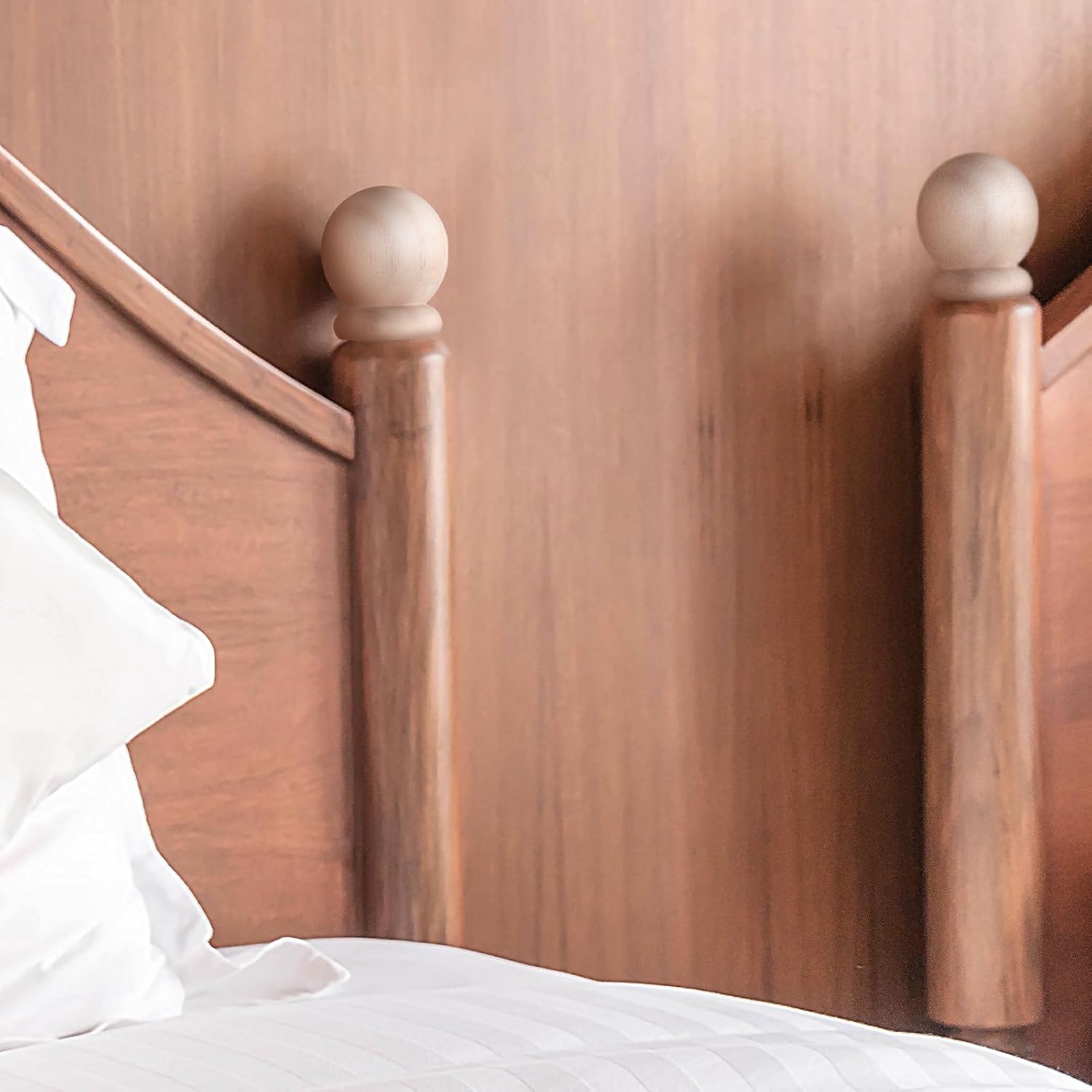 4 Pack 2.5" Round Wood Ball Curtain Rod Finial with Screw Newel Post Cap Wooden Finials Decorative for Bed Post DIY Crafts