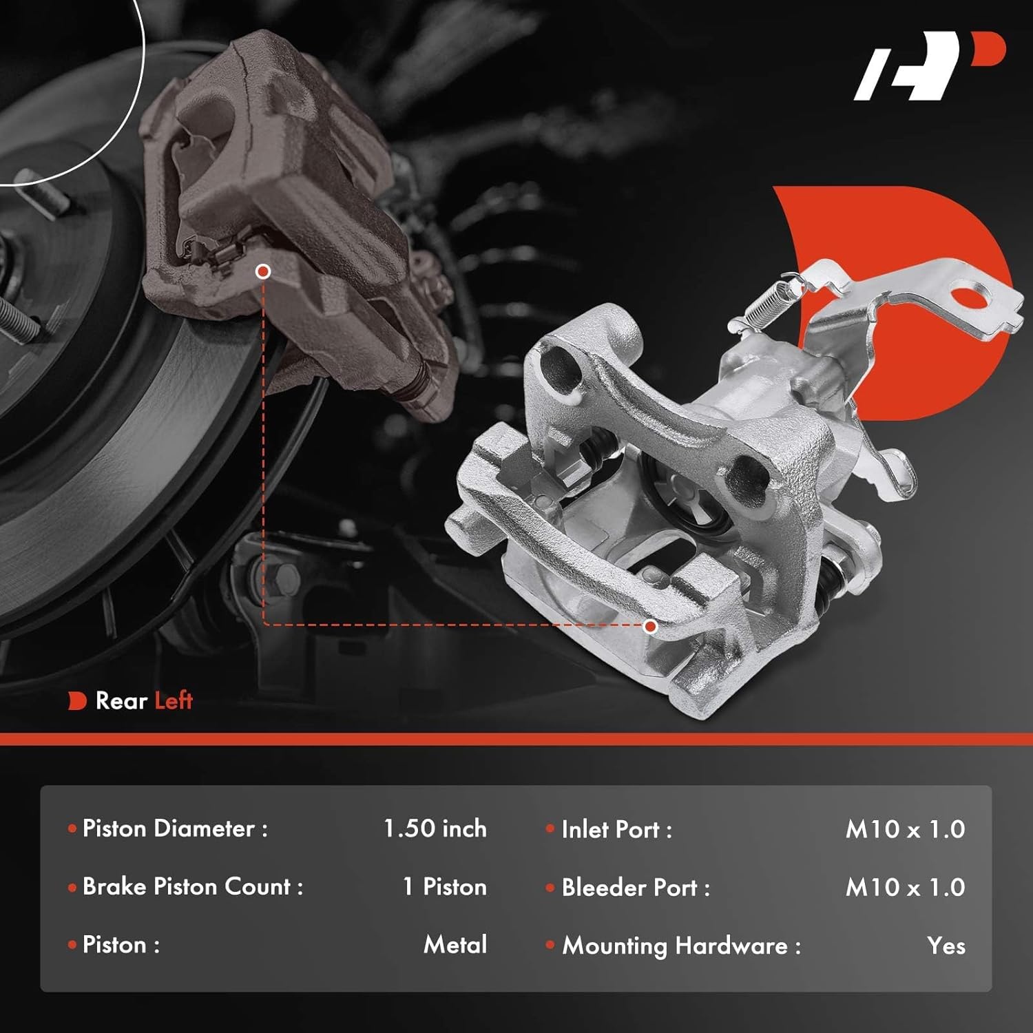 A-Premium Disc Brake Caliper Assembly with Bracket Compatible with Select Toyota Models - Prius 2016-2020, Prius Prime 2017-2020, L4 1.8L - Rear Left Driver Side