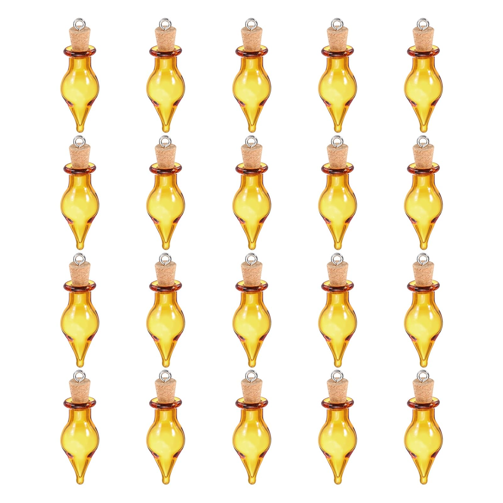 sourcing map 20 Pcs Mini Glass Bottles Jars, Single Point Small Cute Glass Jars Vials Pendants Small Vials Wishing Bottle with Cork Stoppers and Eye Screws for DIY Crafts Wedding Favors, Brown — image 1