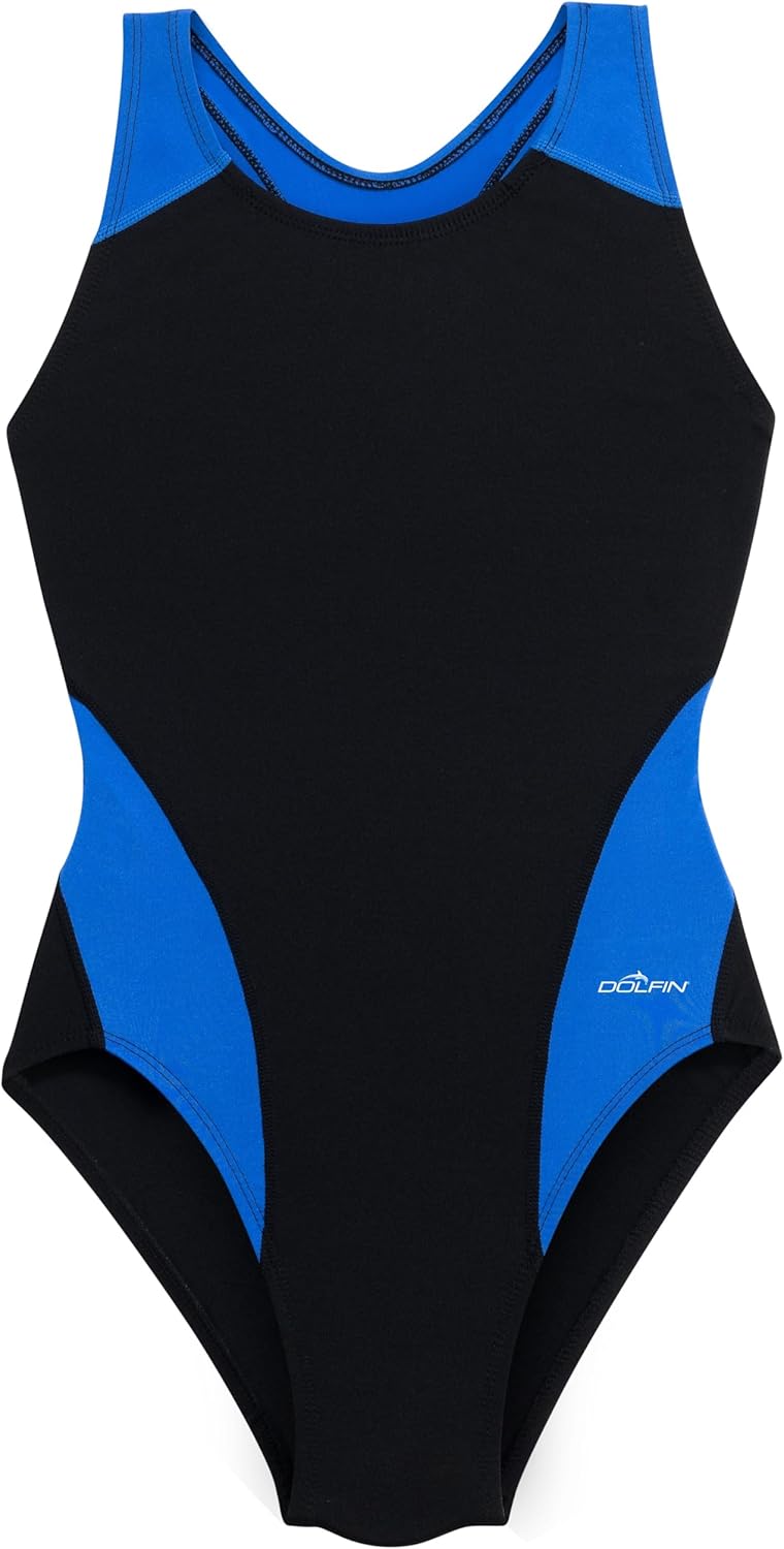 Dolfin Swimwear Athletic One Piece Swimsuit - Pro Racerback Straps and Keyhole Back for Training, Sports, and Fitness