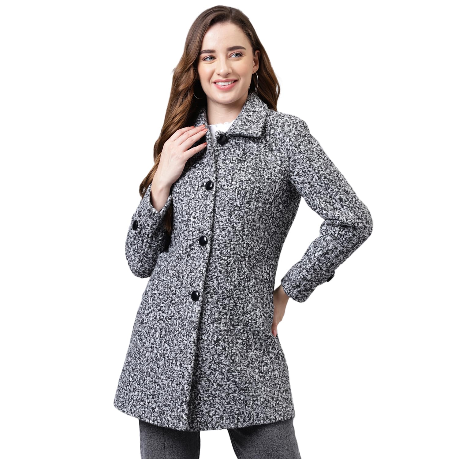 latin quarters Women's Black Solid Full Sleeve Over Coat Jacket-picture-48