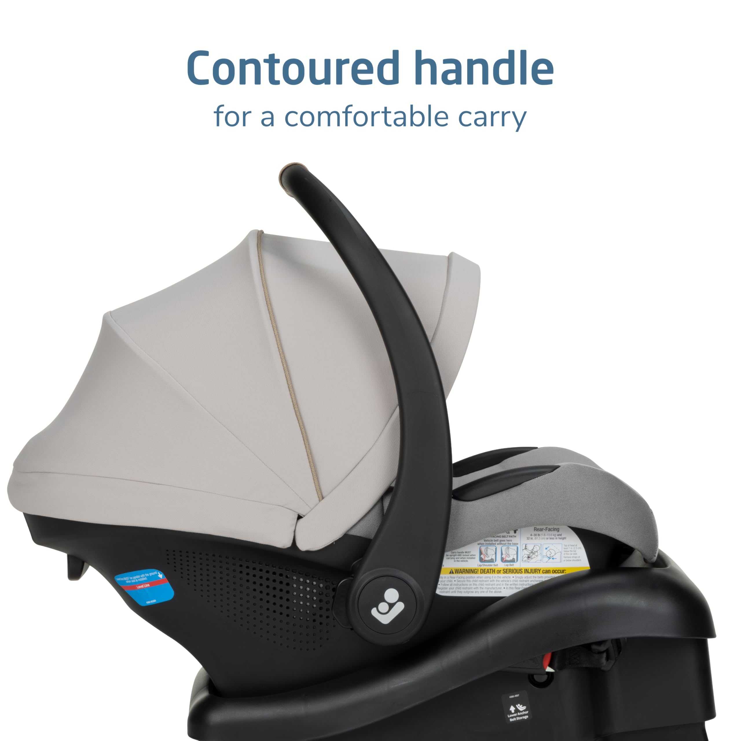 Maxi-Cosi Mico Pro Baby Infant Car Seat with Base, Ventilated Chair, Soft Headrest Pad, Easy-Install Latch, Adjustable Belt Guide, 3-Position Base, Stroller-Ready, 4-30 lbs, up to 32 in, SeaDrift